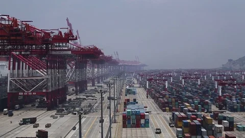 Port of Shanghai container zone, timelapse Stock-Footage 71106015