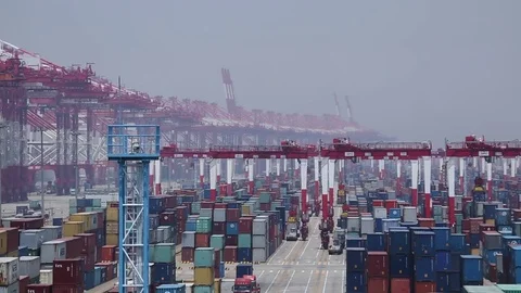 Port of Shanghai container zone, timelapse Stock Footage 71107829