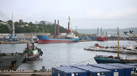 The port with ships Stock Footage 61527136