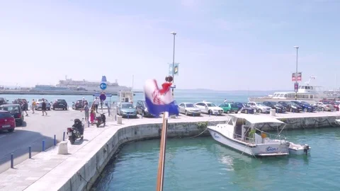 Port of Split with Croatian flag, Split, Croatia Stock Footage 83769514
