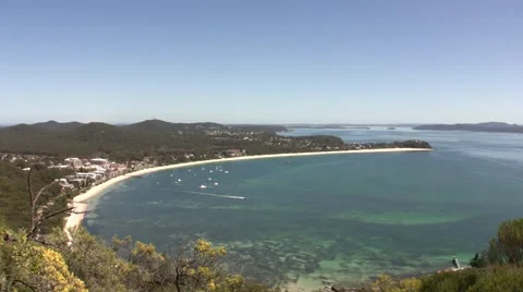 Port Stephens Wide Angle Stock Footage 3805003