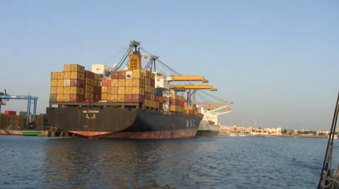 Port Sudan container ship container port Video stock 1063045