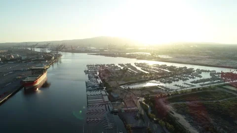Port Sunset Hyperlapse Stock Footage 130284450