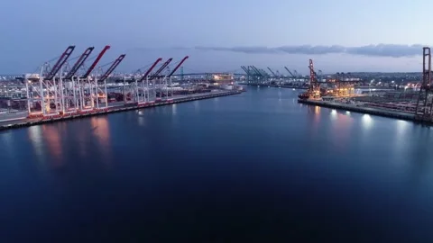 Port at Sunset Hyperlapse Stock Footage 130362460