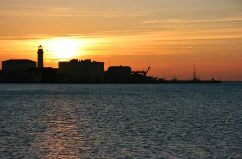 Port sunset 스톡 사진