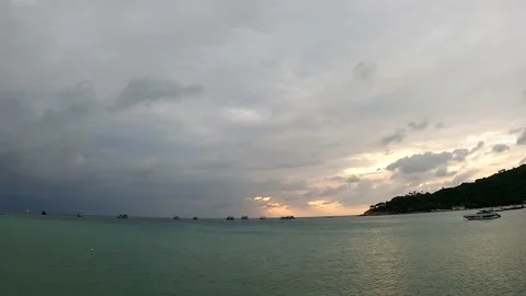 Port in sunset scene Stock Footage 146007573