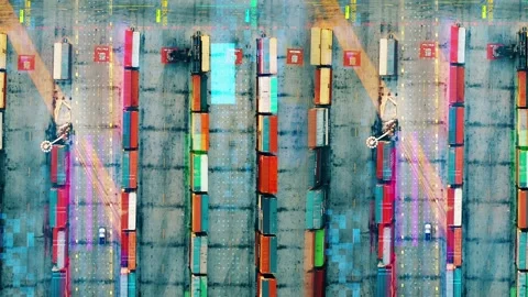 Port technology concept, Big data cloud computing internet of things Vídeo Stock 113196798