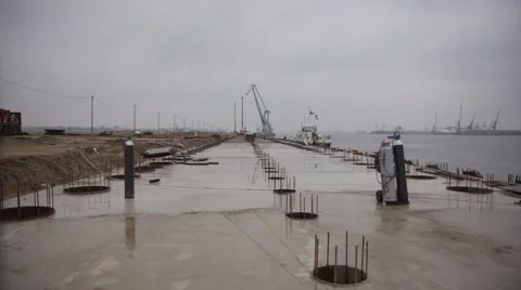 Port terminal construction Stock Footage 42615543
