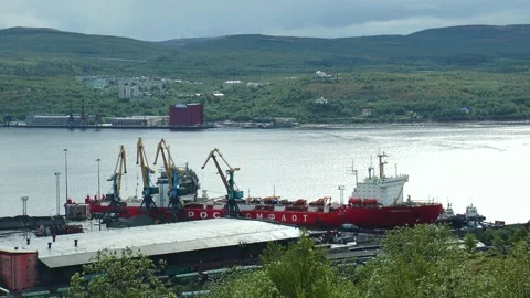 Port territory on a cloudy summer day. Stock Footage 321137701