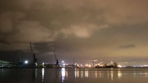 Port timelapse at night 4k Stock Footage 10774032