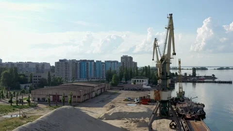 Port tower crane Stock Footage 133410427