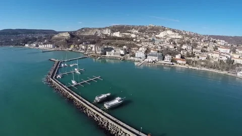 The port in the town of Balchik Stock Footage 295157419