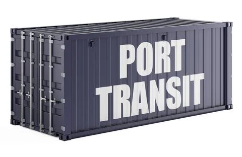Port Transit concept with shipping container. 3D rendering Stock Illustration