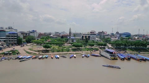 The port of ucayali with view of the clock tower Stock Footage 288256524