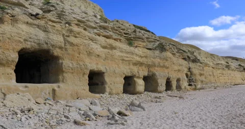 Port Willunga beach caves, Fleurieu Peninsula, South Australia,Australia Stock Footage 213806490