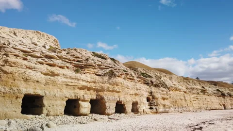 Port Willunga beach caves, Fleurieu Peninsula, South Australia,Australia Stock Footage 213815587