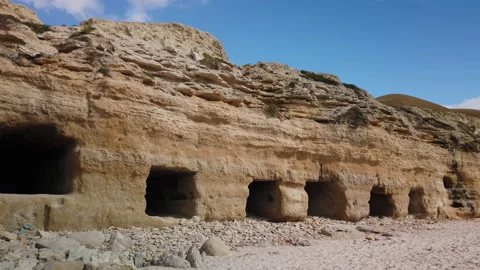 Port Willunga beach caves, Fleurieu Peninsula, South Australia,Australia Stock Footage 213820084