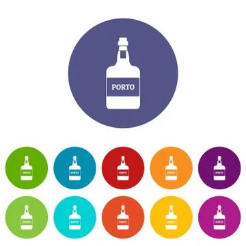 Port wine icons set vector color Stockillustratie
