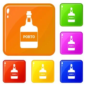 Port wine icons set vector color Stockillustratie