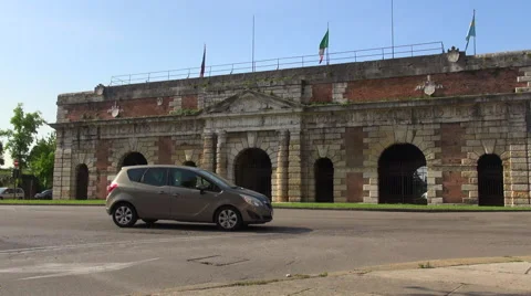 Porta Nuova, gate to the old town of Verona. Stock Footage 67623243