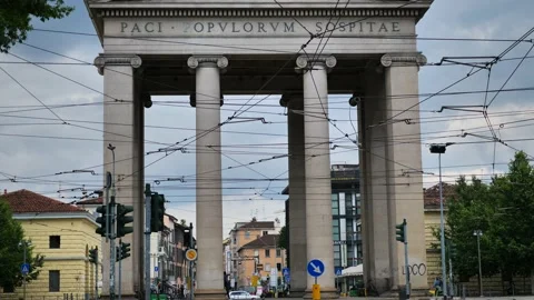 Porta Ticinese arch Video stock 132497871