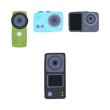 Portable action cameras capturing extreme sports moments Stock Illustration