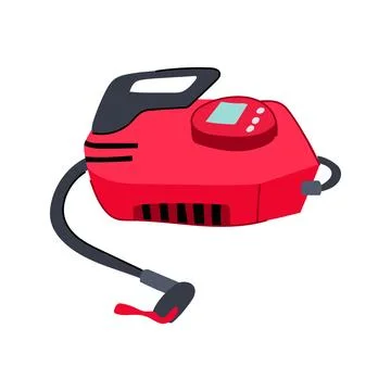 Portable air compressor with digital display inflating tires Illustration