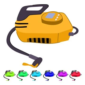 Portable air compressor with digital display inflating tires graphic Illustrazione stock