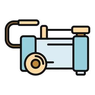 Portable air compressor with wheels and handle icon Illustration