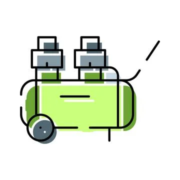 Portable air compressor with wheels and dual tanks Stock Illustration