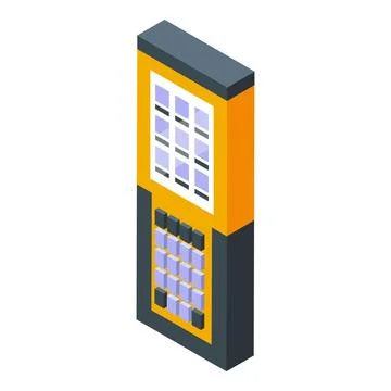 Portable barcode scanner showing display and keypad in isometric view Illustrazione stock