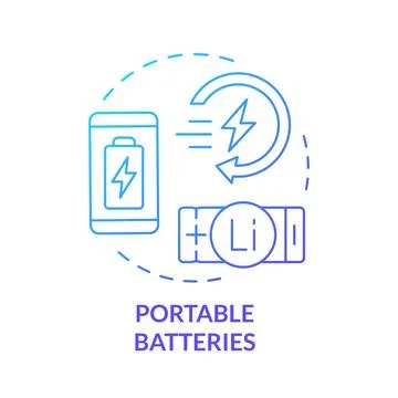 Portable batteries blue gradient concept icon Illustrazione stock