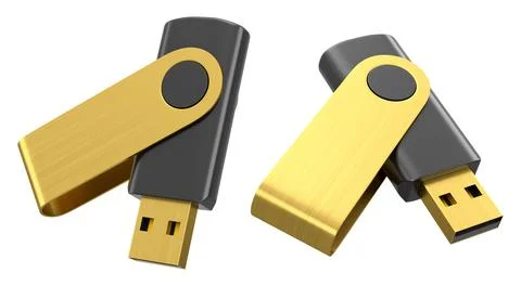 Portable blue USB flash drive stick for workspace isolated on white backgroun Stock Illustration