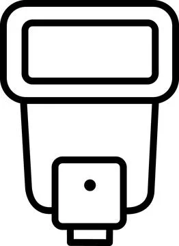 Portable camera flash speedlight line art icon Stock Illustration