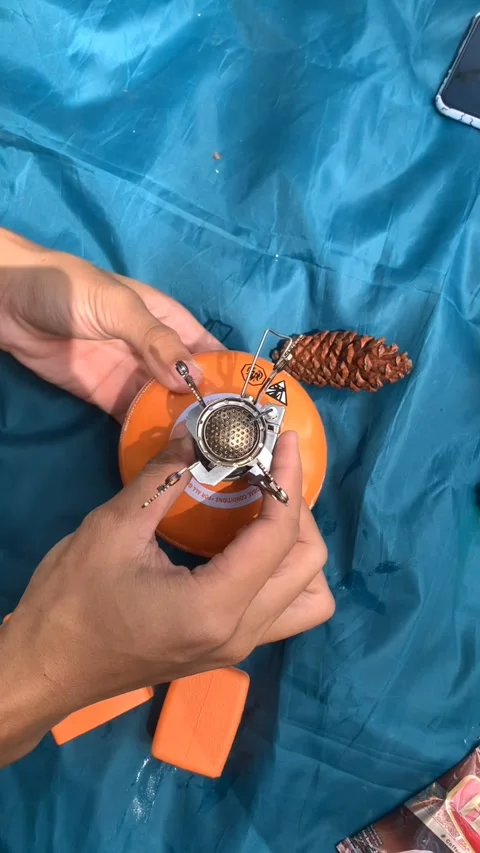 Portable camping stove Video stock 273423301