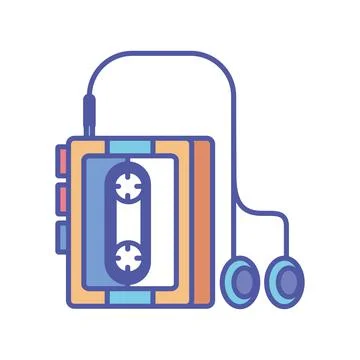 Portable cassette player retro tech Stock Illustration