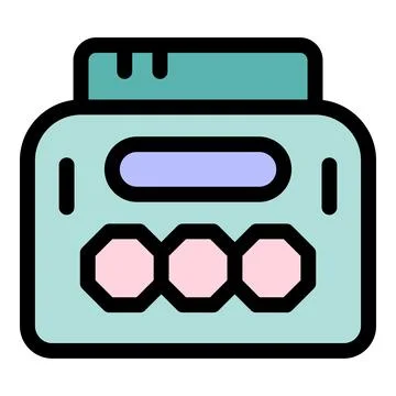 Portable cassette player with rounded buttons and displaying progress bar Stock Illustration