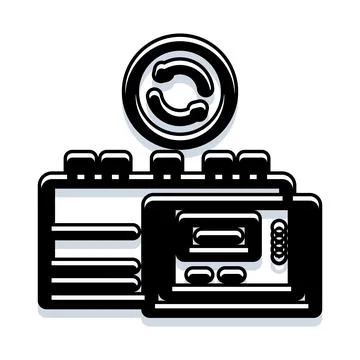 Portable cassette player with two rotating reels icon Stock Illustration