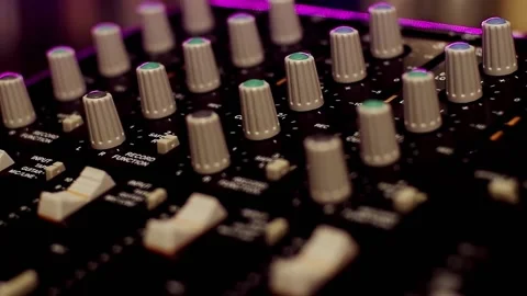 Portable cassette tape studio mixer closeup Stock Footage 161734435
