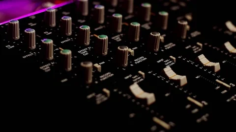 Portable cassette tape studio mixer in neon light Stock Footage 162215958