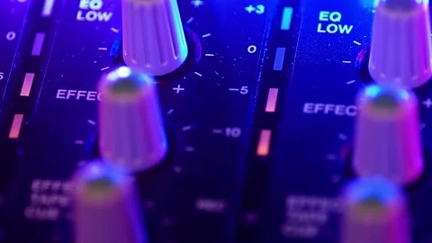 Portable cassette tape studio mixer long panorama Stock Footage 162222924