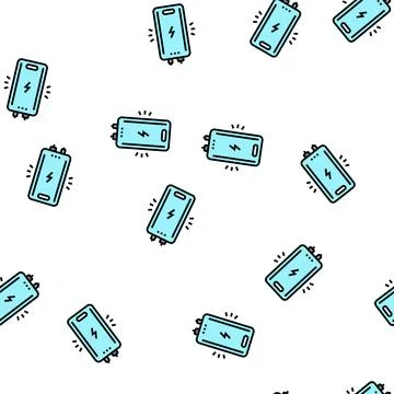Portable charger vector seamless pattern Illustrazione stock