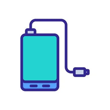 Portable charging with usb cable icon vector outline illustration Stock Illustration