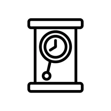 Portable classic pendulum clock icon vector outline illustration Stock Illustration