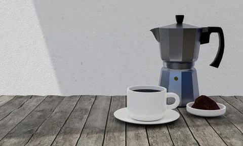 Portable coffee Moka pot for making espresso. Aluminum coffee pot. Use with.. Stock Illustration