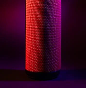 Portable column cylindrical shape. Studio stock photo bluetooth column. Foto stock