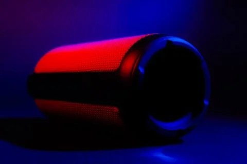 Portable column cylindrical shape. Studio stock photo bluetooth column. Foto stock