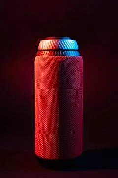 Portable column cylindrical shape. Studio stock photo bluetooth column. Foto stock