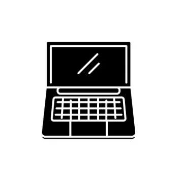 Portable computer black icon, vector sign on isolated background. Portable Stock Illustration