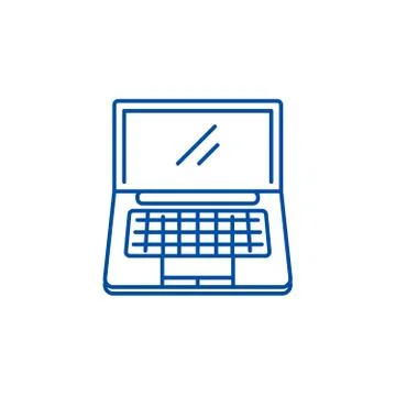 Portable computer line icon concept. Portable computer flat vector symbol, sign Illustrazione stock